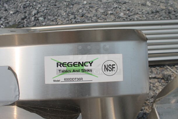 BRAND NEW SCRATCH AND DENT! Regency 600DDT36R Commercial Stainless Steel Disassembled Dirty Soiled Dish Table With Right Drainboard And Galvanized Legs. - Image 5 of 5