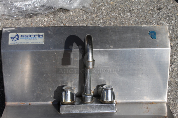 Griffin Stainless Steel Commercial Single Bay Wall Mount Sink w/ Faucet and Handles. - Image 2 of 4