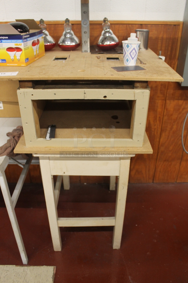 Wood Pattern Table w/ Metal Light Fixture. BUYER MUST REMOVE. - Image 5 of 6