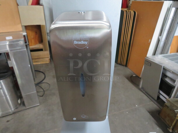 One NEW Sanitizing Station With A Stainless Steel Soap/Sanitize Dispenser, And Frame For Sign. 16X16X68 - Image 2 of 2