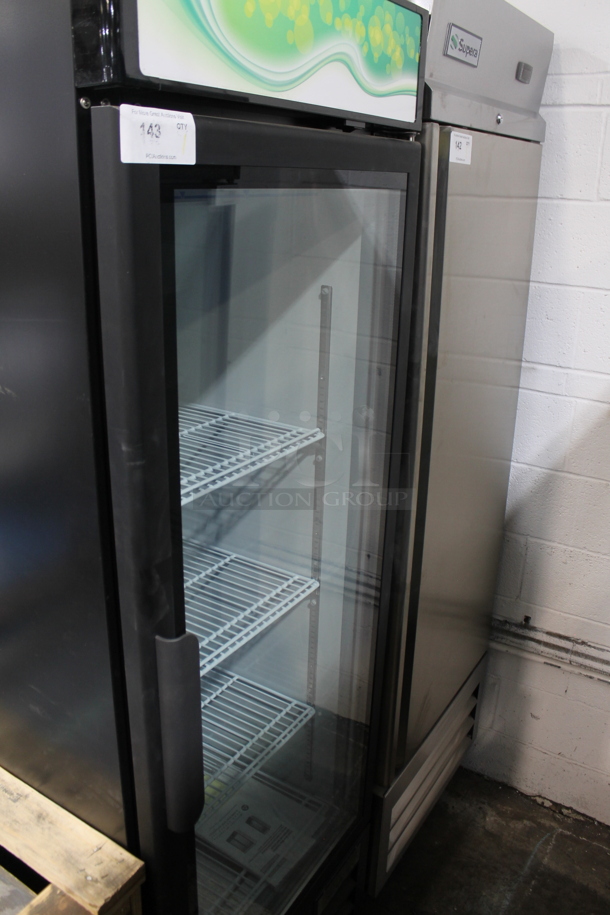 BRAND NEW! 2021 Supera PEGD-1DR-23-HC Metal Commercial Single Door Reach In Cooler Merchandiser w/ Poly Coated Racks. 115 Volts, 1 Phase. Tested and Working!