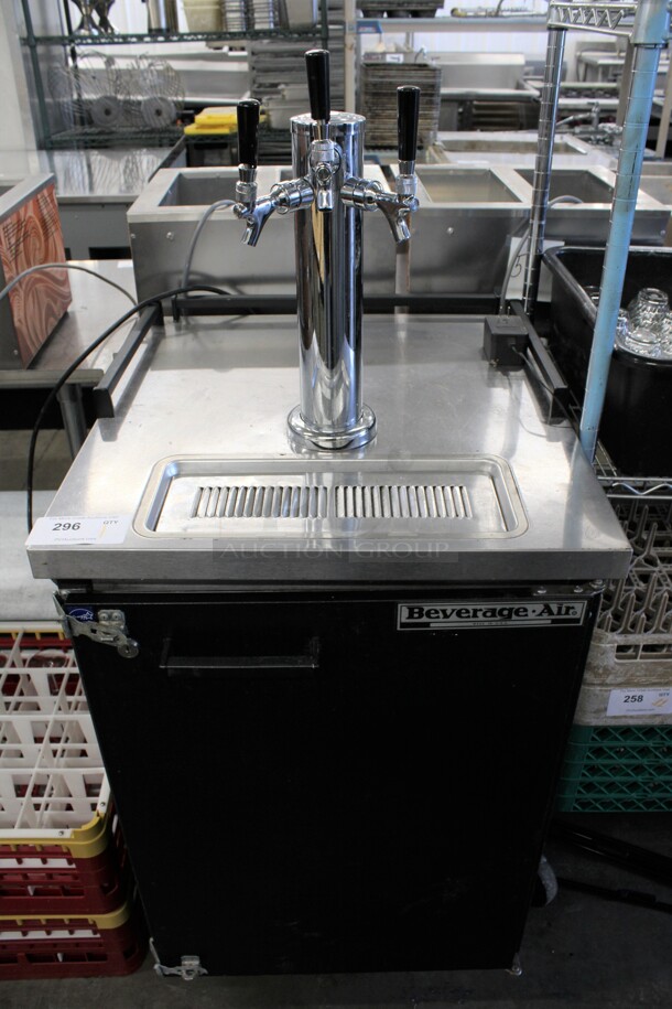 Beverage Air Model BM23 Stainless Steel Commercial Direct Draw Kegerator w/ 3 Tap Beer Tower on Commercial Casters. 115 Volts, 1 Phase. 24x27x54. Tested and Working!