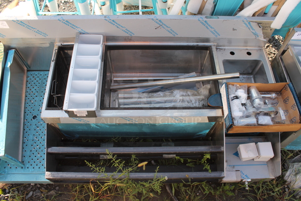 BRAND NEW SCRATCH AND DENT! Stainless Steel Commercial Bar Station w/ Sink, Ice Bin, Drain Board and Double Speedwell. No Legs. - Image 1 of 4