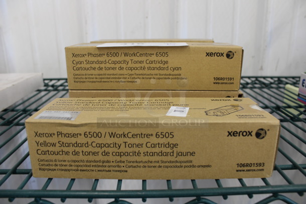 ALL ONE MONEY! Lot of 5 BRAND NEW IN BOX Xerox Phaser 6500 WorkCentre 6505 Ink Cartridges. 2 Magenta, 2 Cyan and 1 Yellow