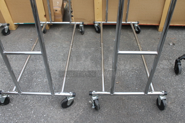 2 Chrome Finish Metal Clothing Racks on Commercial Casters. 2 Times Your Bid! - Image 4 of 4