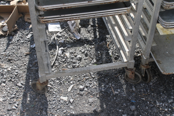 Metal Commercial Pan Transport Rack w/ 20 Metal Baking Pans on Commercial Casters. - Image 2 of 2
