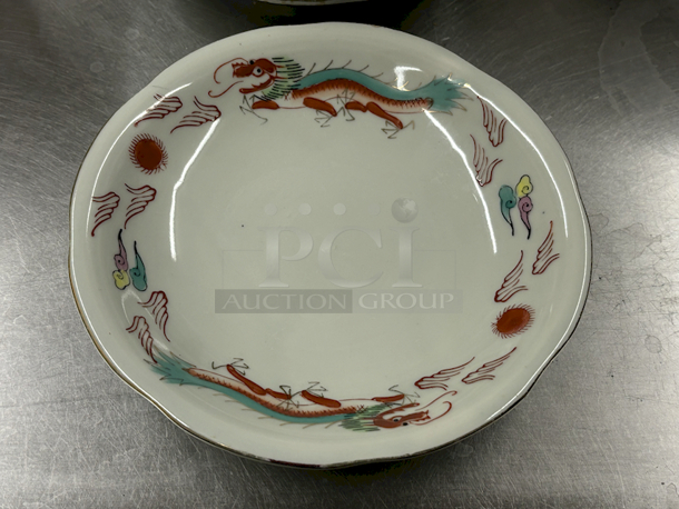 Antique! 1960’s Red Dragon Chinese Porcelain Bowls. 6x Your Bid - Image 2 of 3