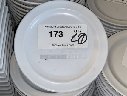 OUTSTANDING!! Thunder Group NS107W 7 1/4" Narrow Rim Nustone White Melamine Plates. 20x Your Bid