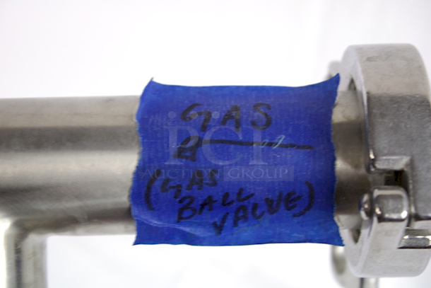 NEW/NEVER USED GW Kent & Glacier Tanks 3 Port Manifold With Pressure Gauge, 3/8” Ball Valve For Gas Inlet & Butterfly Valve - Tri Clamp 1.5 in. - Pull Handle - 12 Position For Optimal Control Of Water Flow.  - Image 6 of 8