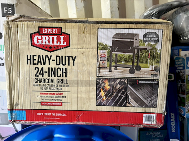 JUST IN TIME FOR SPRING!! Expert Grill Heavy Duty 24-inch Charcoal Grill, Black, Unassembled.  44.88 x 26.38 x 42.32 Inches - Image 2 of 6