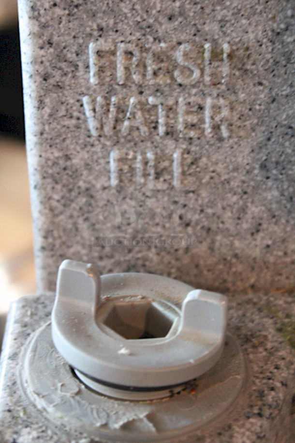 PERFECT! PolyJohn 15.5 Gallon Mobile Sink On  Heavy Duty Casters! Hands Free, Foot Pedal Activated. 18" x 20" x 62"
Unit Can Accommodate: Fresh Water Tank Capacity: 15.5 gallons, Waste Water Tank Capacity: 19 gallons, Soap Dispenser Capacity: 30 oz., Includes Paper Towel Dispenser.  - Image 7 of 12