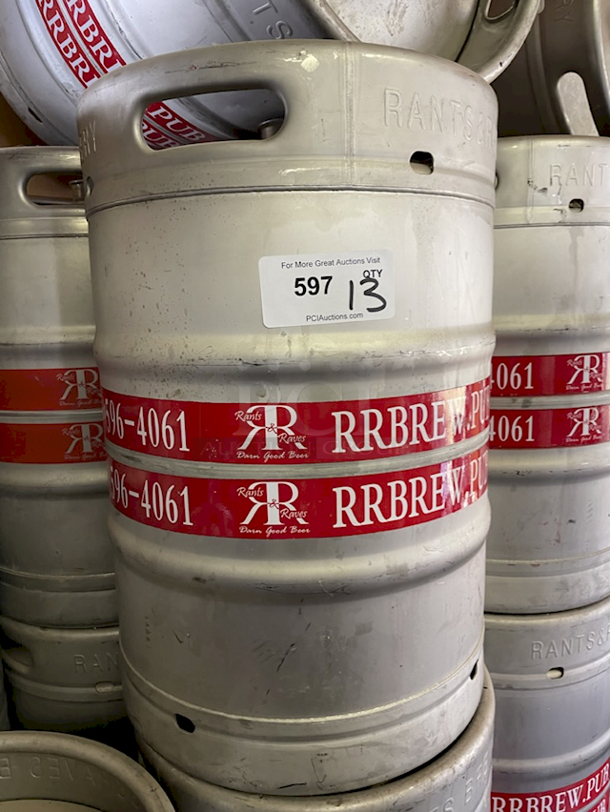 ?FULL SIZE! 1/2 Barrel Stainless Steel Sanke "D" Kegs With double Handles! ? 1/2 bbl kegs = 59 liters = 15.5 gallons = 124 pints = 165 x 12oz bottles/cans = 31 growlers. 13x Your Bid - Image 1 of 2