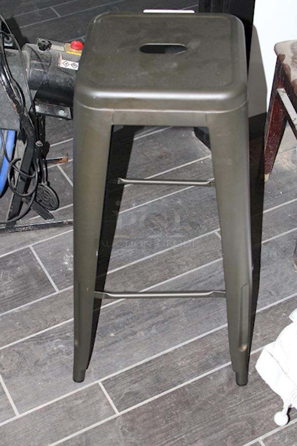 SWEET! Set Of (5) FDW Metal TBS-430-Bronze Bar Stools , Counter Height, Stackable, Indoor Outdoor 16-1/2x16-1/2x30. 5x Your Bid - Image 4 of 6