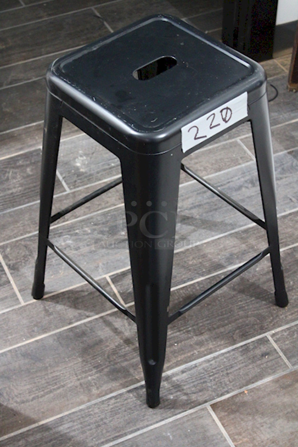FABULOUS! FDW Metal TDS-424-Black Bar Stools , Counter Height, Stackable, Indoor Outdoor 16-1/2x16-1/2x30. 6x Your Bid - Image 5 of 6