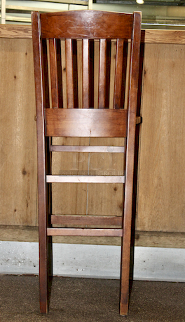 BEAUTIFUL! Legend Seating Company Solid Wood Bar Height Chairs, With Foot Rest, Minor Wear on Some.  
17x18x44-1/2
3x Your Bid
 - Image 4 of 6