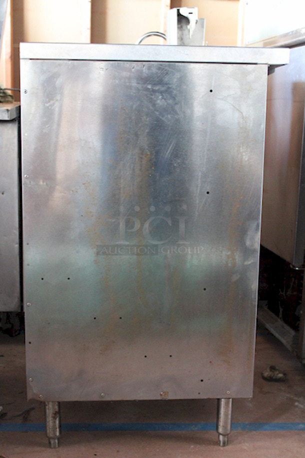 DON'T MIND THE DUST! Perlick Lighted DBGS-24 Back Bar Glass Storage Cabinet, 24"W, (3) adjustable sound-deadened shelves, stainless steel construction. LED Build Needs To Be Replaced.  - Image 3 of 7