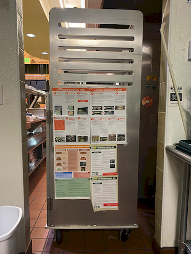 AMAZING! Lockwood CA72-RR12-6 Combination Open Air and Storage Display Cabinet With Removable Pan Support. 

9/10 Condition!

A versatile choice for cooling, storage and display with sheet pans
Construction: high tensile aluminum
Dimensions: 71-3/4"H x 22-7/8"W x 29-3/8"D
Center spacing: 3-1/4"
Pan capacity: supports (18) 18" wide pans (6 open air and 12 enclosed)
Casters: 5" non-marking swivel plate (2 with brakes)
Actual Weight: 120 lbs. - Image 5 of 8