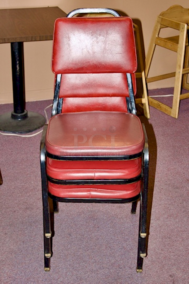 Classic! Stackable Padded Banquet Chairs, Red, Steel Frame. 12-1/2x19-1/2x33 3x Your Bid. - Image 2 of 2