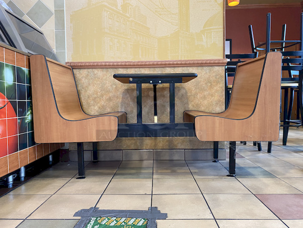 AMAZING! Plymold Attached Booth Seating. 69"x24"x35-1/2"  Tabletop - 24"x23" - Image 4 of 6