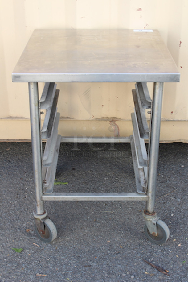 APW 65-2630 Worktop With (4) Bun Pan Racks On Commercial Casters 30x26x34 - Image 4 of 4