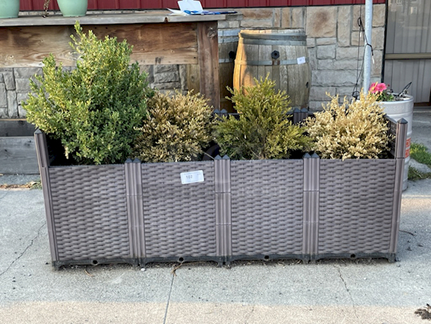 VEVOR Plastic Raised Garden Bed, Set of 4 Planter Grow Boxes, 20.5" H Self-Watering Elevated for Flowers, Vegetables, Fruits, Herbs, Indoor/Outdoor Use, Brown Realistic Rattan - Image 1 of 4