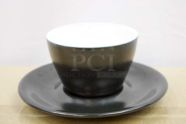 SLEEK! Porcelain Black Tea Cup And Saucer Sets. 11x your Bid - Image 2 of 4