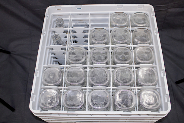 DEAL! 20 Compartment Glass Rack With (4) Extenders and (21) Mil Jugs/Water Serving Bottles.  - Image 3 of 5