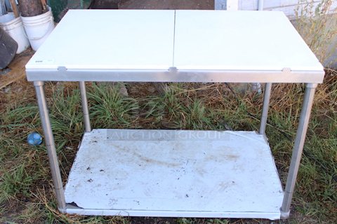 NEW! 30" x 48" 14-Gauge 304 Stainless Steel Poly Top Table with (2) 3/4" Thick Poly Tops and Undershelf. 