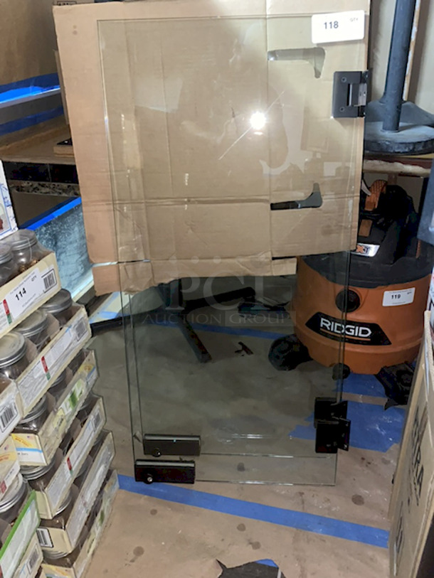 (2) 3/8" Thick Glass Doors With Hinges and Hardware For Mounting. 21-3/8x3/8x45 2x Your Bid - Image 2 of 5