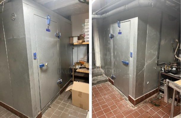 2 6'x8' Mr Winter Walk In Boxes - 1 Cooler and 1 Freezer w/ QTAJA7494ZXD-WC 200-230 Volt Compressor, QTAVA2490ZXN WC 220 Volt Compressor, Eagle EVWAL090B 230 Volt, 1 Phase Evaporator Fan and Eagle EVWEL090B 230 Volt, 1 Phase Evaporator Fan. Freezer Box Has a Floor, Cooler Box Does Not Have a Floor. 2 Times Your Bid! Picture of the Units Before Removal Is Included In the Listing. - Image 1 of 12