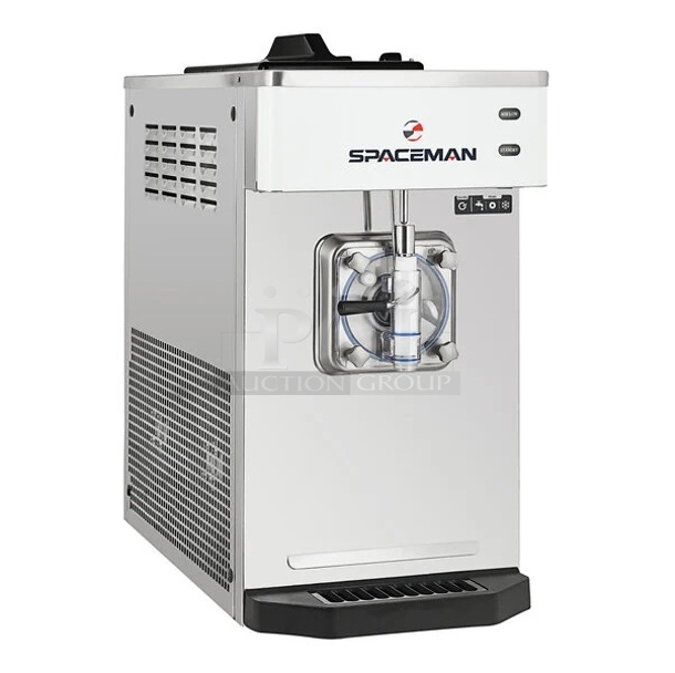 BRAND NEW SCRATCH AND DENT! Spaceman 6650-CL Stainless Steel Commercial Single Flavor Frozen Beverage Slushy Machine. 110 Volts, 1 Phase. 