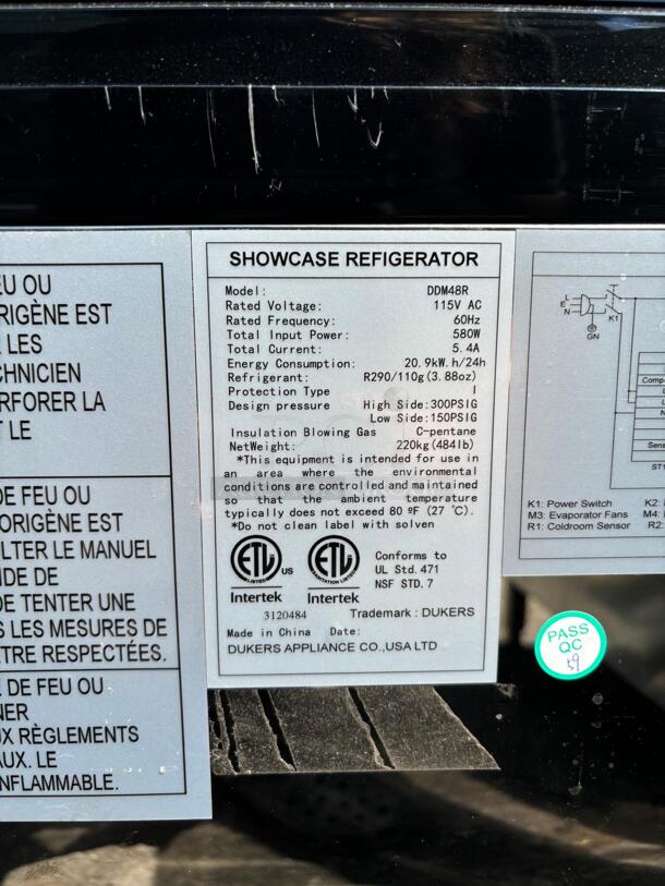 Dukers Glass Cake Showcase Refrigeration DDM48R
 - Image 4 of 5