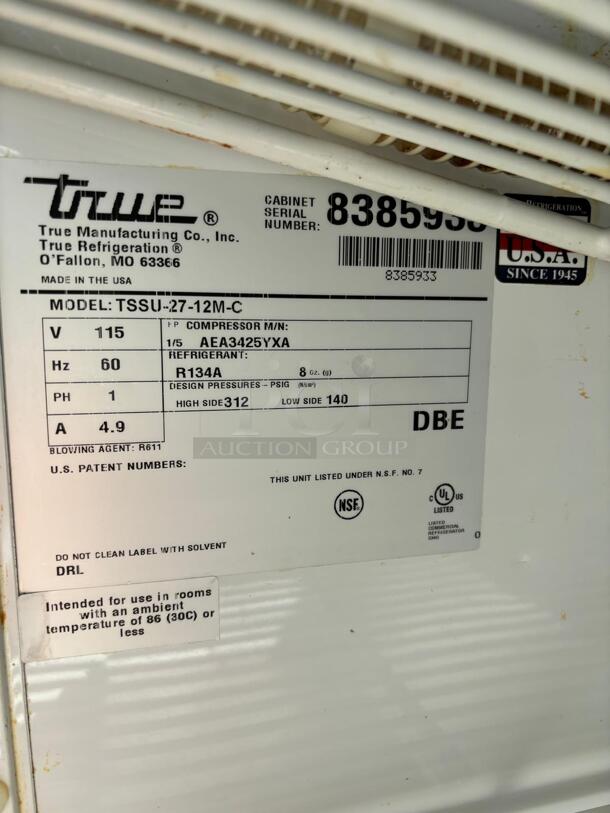 True TSSU-27-08-HC~SPEC3 27" Spec Series® Sandwich/Salad Prep Table w/ Refrigerated Base, 115v
 - Image 4 of 4