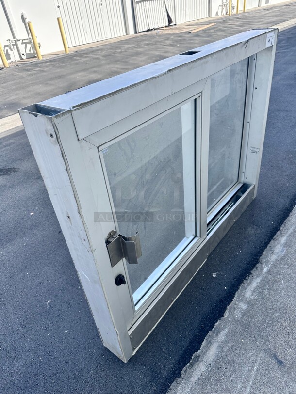 New Quikserv  Self-Closing Side Sliding Transaction Window With Standard Frame 36 W x 36 H Right Hand Slide Clear Anodized NSF - Image 4 of 8