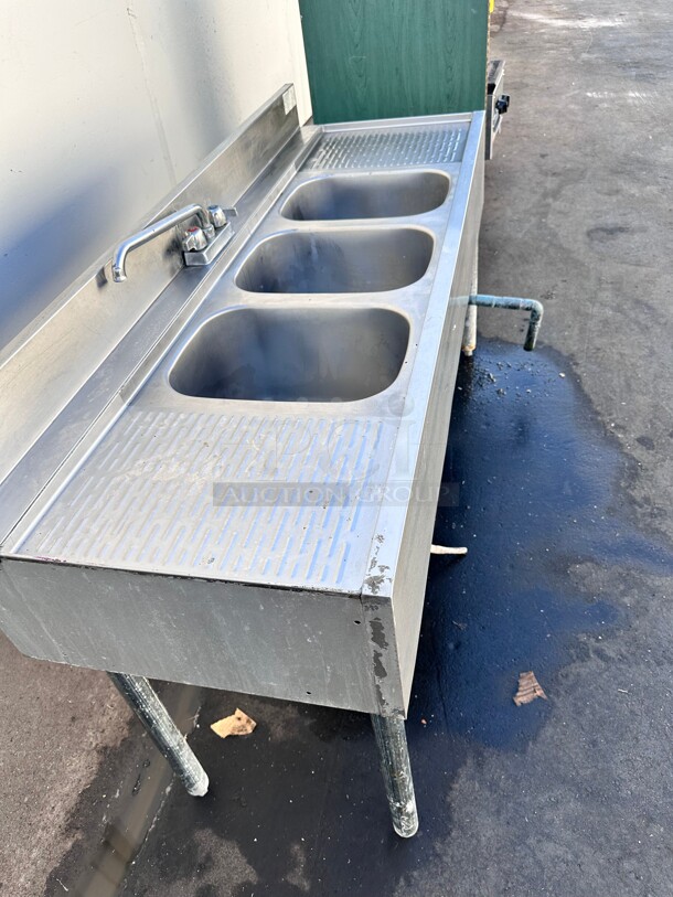 Commercial Three Compartment Bar Sink NSF 
91x23x42 - Image 3 of 10