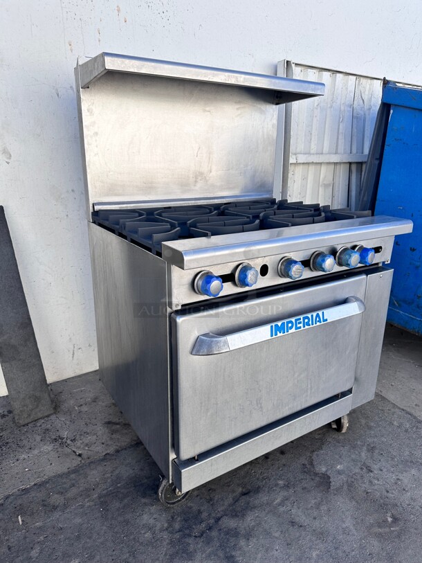 Fully Refurbished Imperial IR-6 36" 6 Burner Gas Range w/ Standard Oven, Natural Gas Tested and Working - Image 7 of 10