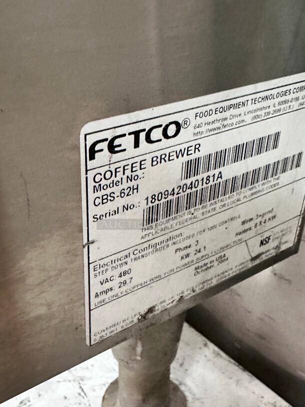 Late Model Fetco CBS-62H C62066 Stainless Steel Twin Automatic Coffee Brewer - 120/208-240V NSF Working - Image 4 of 6