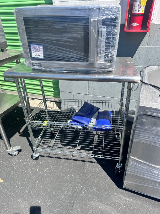 Excellent Stainless Steel Wire Cart - 34 x 20 x 36 Inch On Wheels - Image 3 of 6