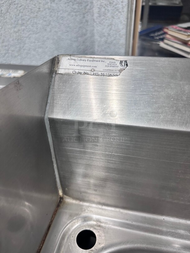 Working! Atlanta HS1615K-SS Wall Mount S/S Hand Sink w/Knee Pedal 15.25 x 15.75 x 19 with Splash

 - Image 4 of 7