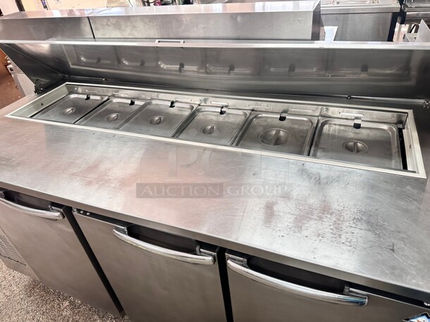 Excellent Condition Everest EPR3 72" Three Section  Sandwich Prep Table 115 Volt Tested and Working - Image 8 of 10