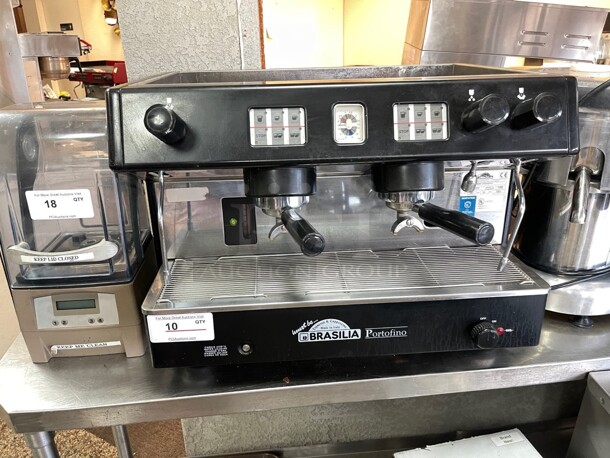 WORKING! Brasilia Portofino Espresso Cappuccino Commercial Machine 2 Group NSF 220 VOLT single Phase Tested and Working!