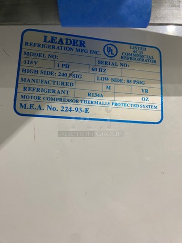 Leader Commercial Refrigerated Deli/ Bakery Display Case Merchandiser! With Curved Front Glass! With Rear Access Doors! - Image 7 of 8