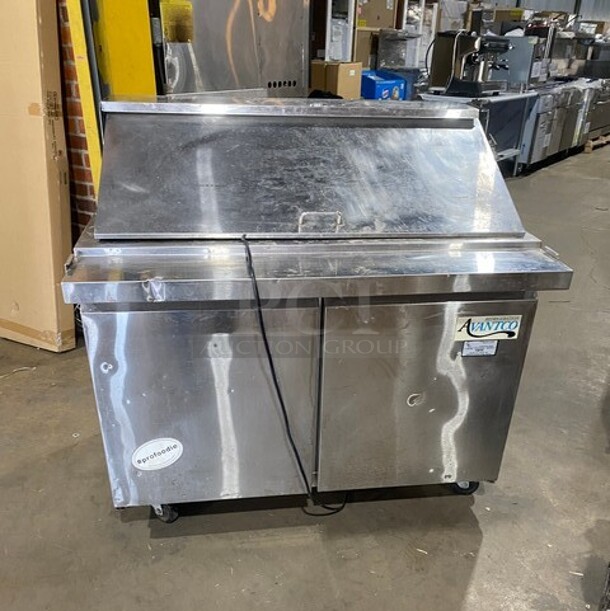 Avantco  Stainless Steel Commercial Sandwich/Salad Prep Table Mega Top on Commercial Casters! 115 Volts 1 Phase