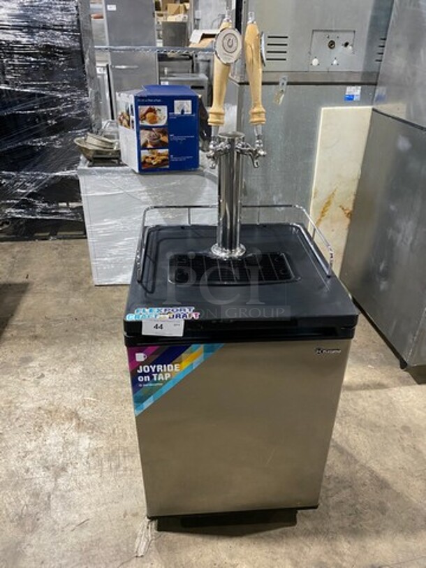 Kegco Commercial Refrigerated Dual Tap Kegerator! With Tower! With Single Door Storage Space Underneath! Model: MDK209SS01 115V 60HZ 1 Phase - Image 1 of 9
