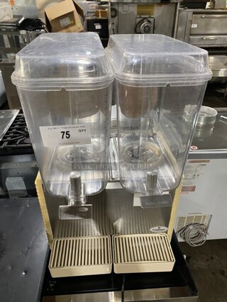 Crathco Commercial Countertop Dual Hopper Beverage Dispenser! With Poly Drip Tray! Clear Poly Jugs! Stainless Steel Body! Model: D254 SN: C000732 115V