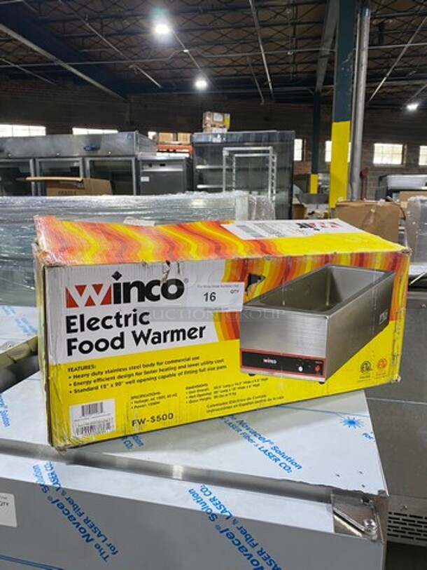 NEW! IN THE BOX! Winco Commercial Countertop Single Well Food Warmer! All Stainless Steel! Model: FWS500 SN: FWS50010086334 120V