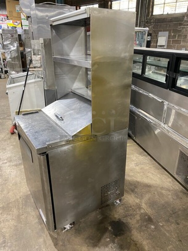 Turbo Air Refrigerated Salad Bar Island! With Double Over Head Shelf Storage! Single Door Storage Space Underneath! All Stainless Steel! On Casters! Model: MST28 115V - Image 3 of 10