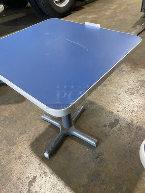 Blue Top Square Table! With Black Metal Body! 3x Your Bid! - Image 4 of 7
