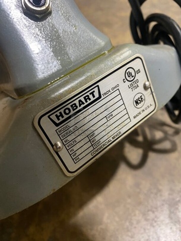 Sweet! HOBART Countertop Mixer! Model N50 Serial 31-1400-084 100-120V/60Hz/1 Phase! Working When Removed!  - Image 8 of 9