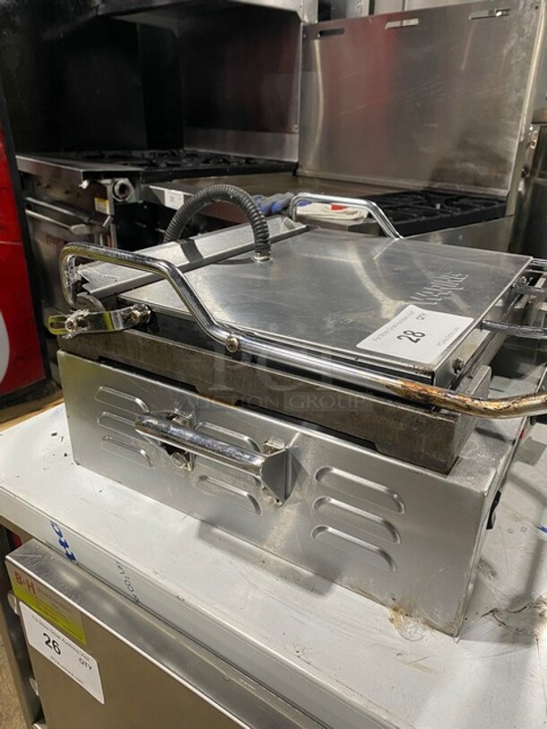NICE! Waring Commercial Countertop Panini/Sandwich Tostato Supremo Grill! All Stainless Steel! Press With Flat Surface! Model: WFG250 120V  - Image 2 of 8